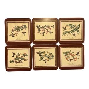 SET 6 VTG PIMPERNEL CORK COASTERS HUMMINGBIRDS RICHARD G. LOWE ARTIST COTTAGECOR